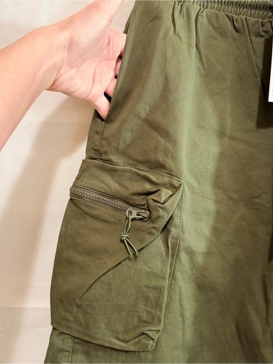 Urban Man Long Length Elastic Waist with Drawstring Green Cargo Shorts XS – XL