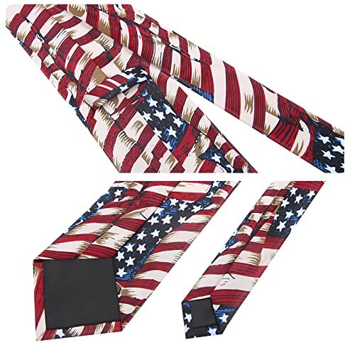 Men’s American Flag Ties 3.27″ (8.3CM) USA Flag Necktie For Men Honor