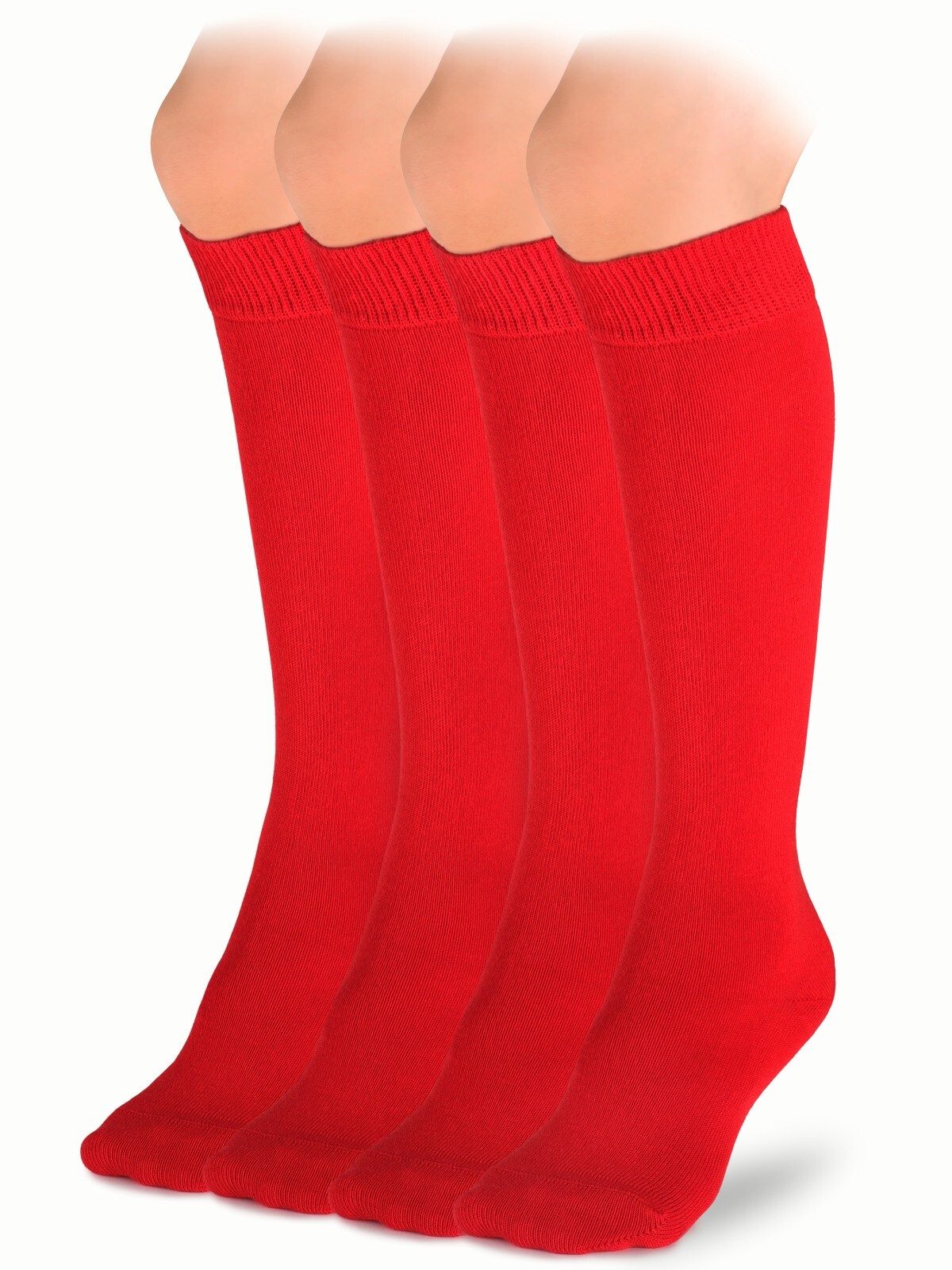 HUGH UGOLI Knee High Cotton Socks for Girls Boys Toddlers 3-14 Years 4 Pairs