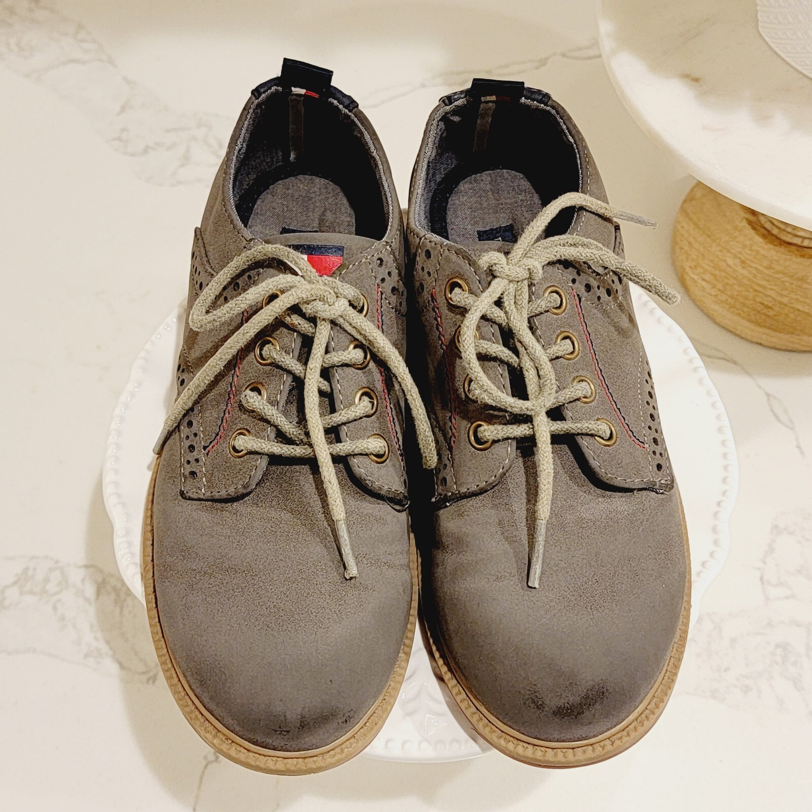 TOMMY HILFIGER Michael Pearl Boys Oxford Grey Lace Up Shoes Size 12