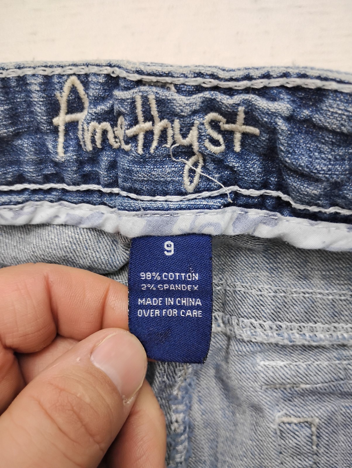 Amethyst Jeans Low Rise Bootcut Thick Stitch Flap Pockets Women’s 9 Blue Y2k