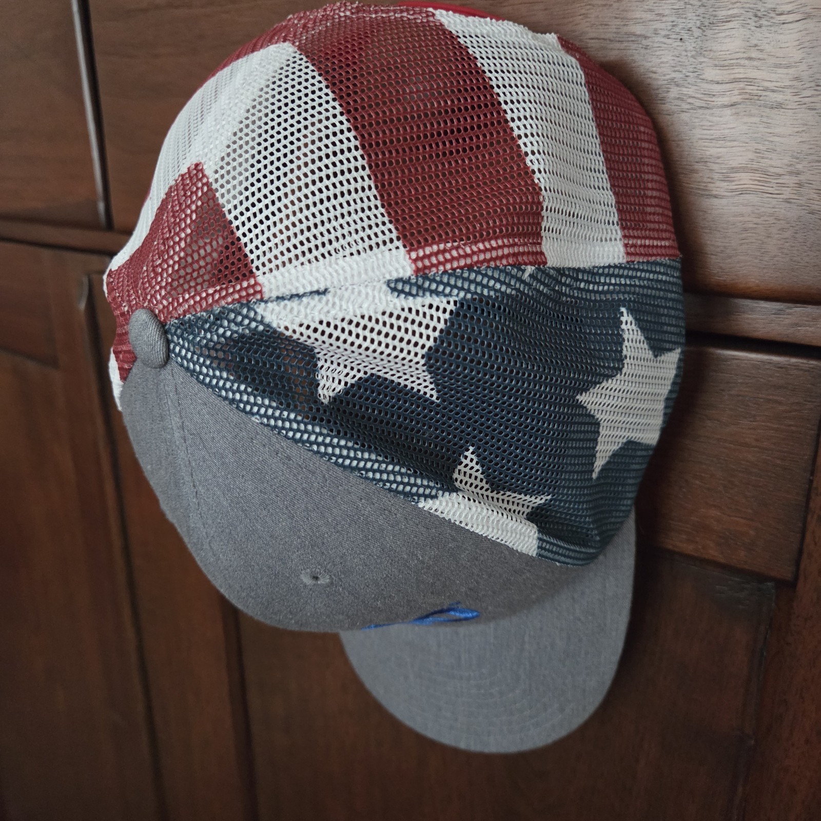 Chevron Delo Stars Stripes Red White Blue Trucker Hat Richardson 112 PM NWOT