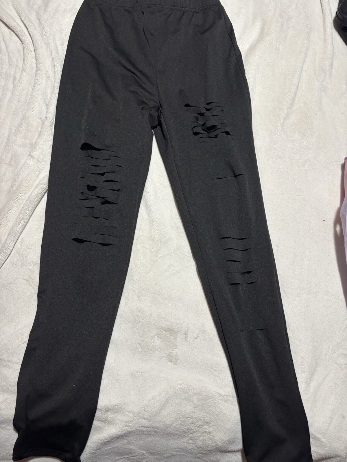 SHEIN Women’s Black Solid Ankle Leggings S Polyester Elastane Stretch Waist