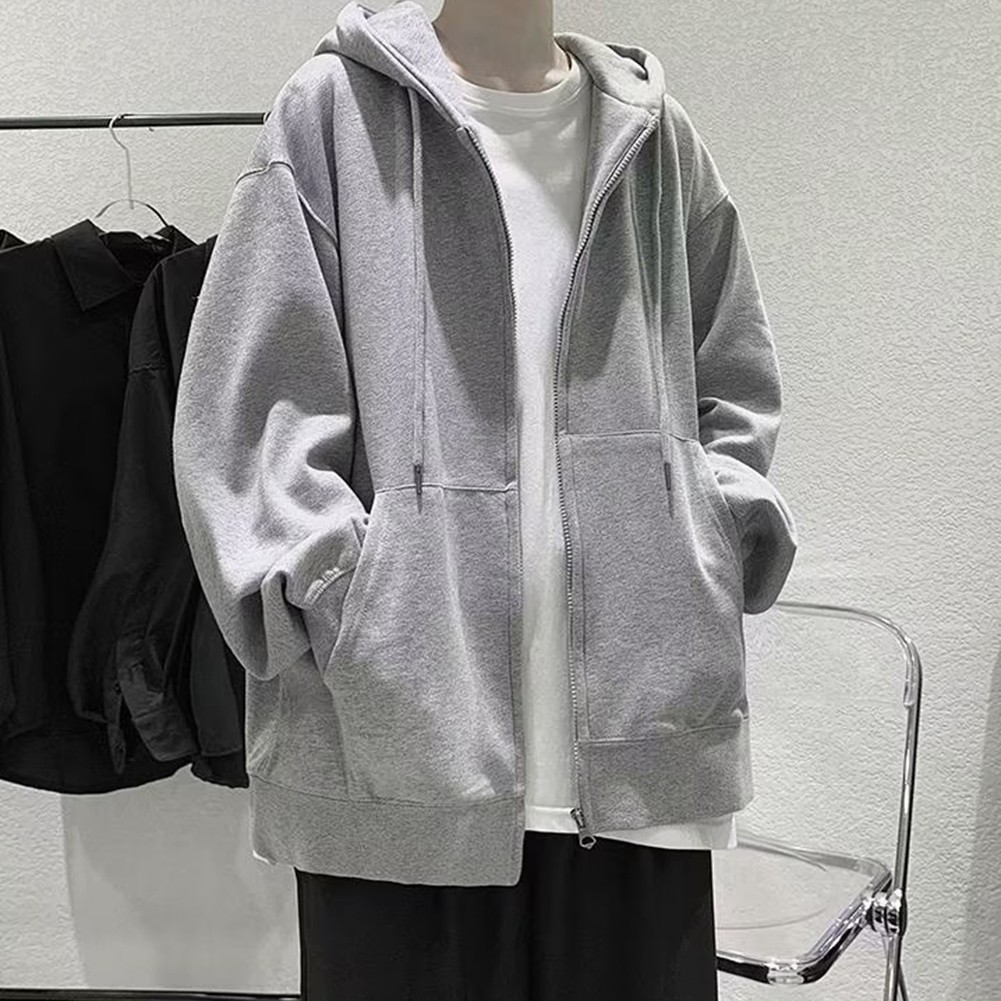 Men Polyester Spandex Blend Oversized Cotton Hoodies Harajuku Streetwear Jacket
