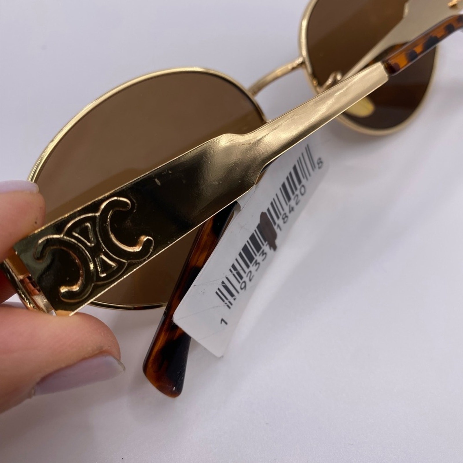Celine Metal Triomphe Oval Sunglasses 4S235 Gold Brown Oval 60-14-142 NWT