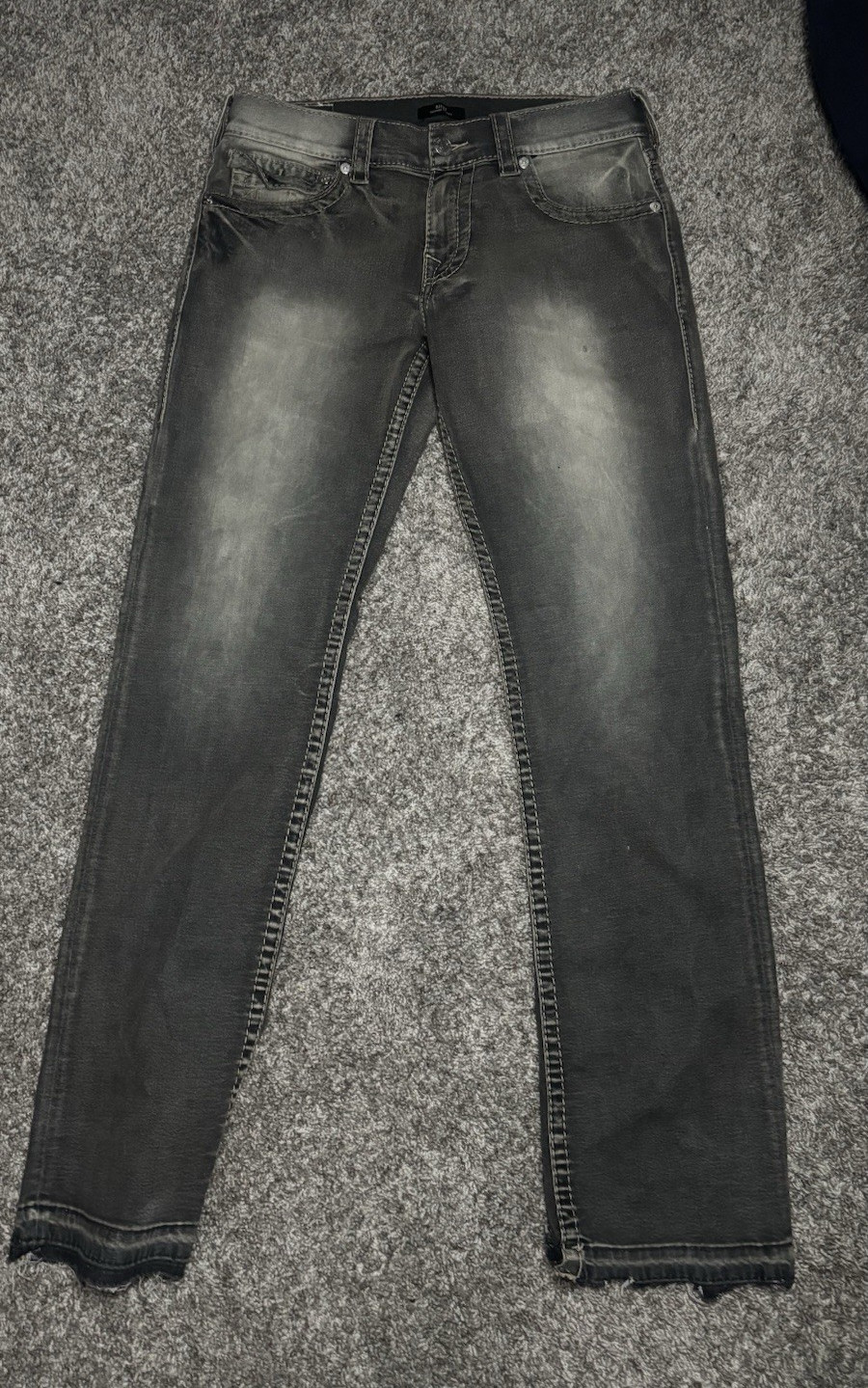 True Religion Men’s Gray Denim Jeans Relaxed Fit Mid Rise Straight Leg 5-Pocket