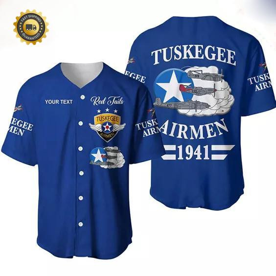Tuskegee Airmen 1941 Blue Baseball Jersey Celebrating the Red Tails Legacy