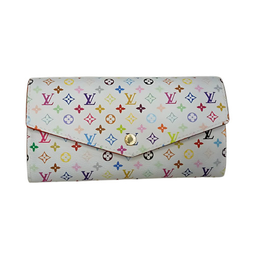 Louis Vuitton White Multicolor Sarah Long Wallet Snap Button