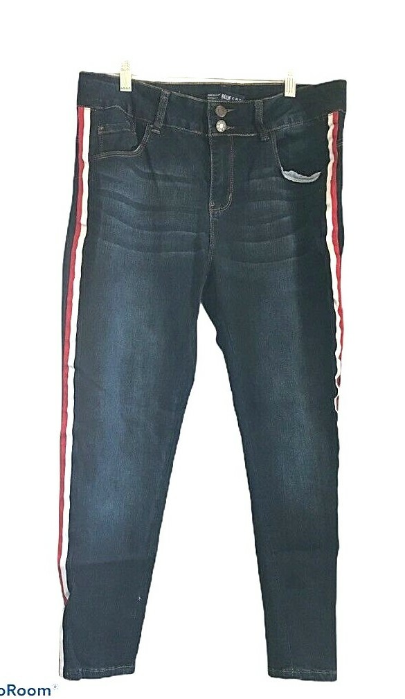 Blue Savvy Womens Slim Skinny Jeans Navy Dark Wash Stretch Mid Rise Denim 14