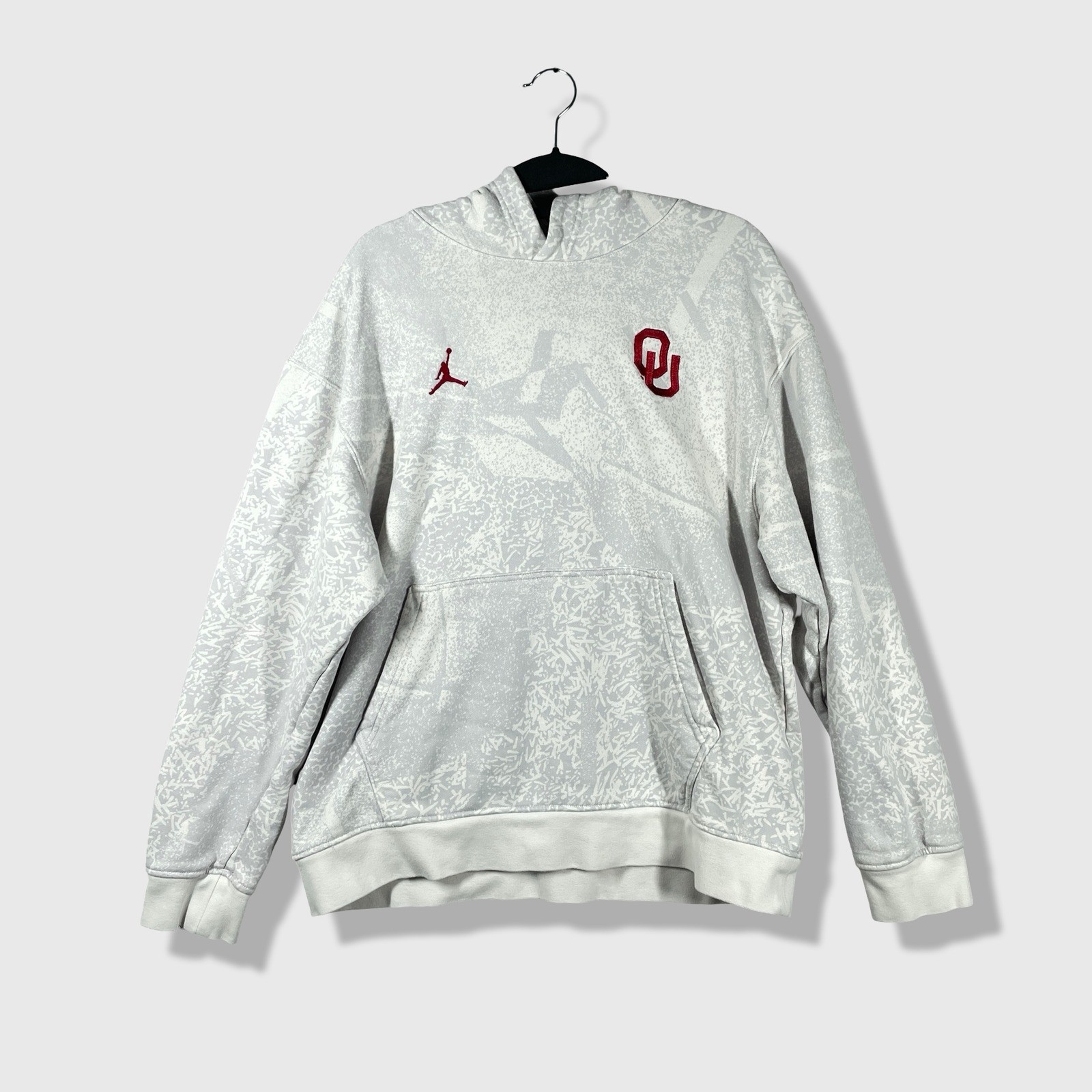 Jordan Hoodie Mens L White Oklahoma Sooners NCAA Sporty Streetwear Collegiate
