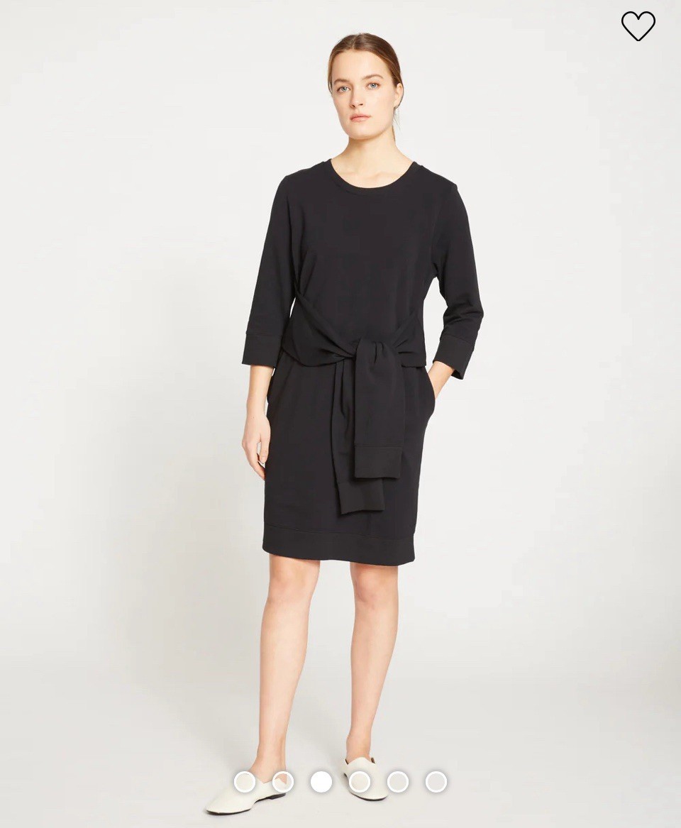 Universal Standard Misa Tie Waist Sweatshirt Dress Black Capsule 2XL (30-32)