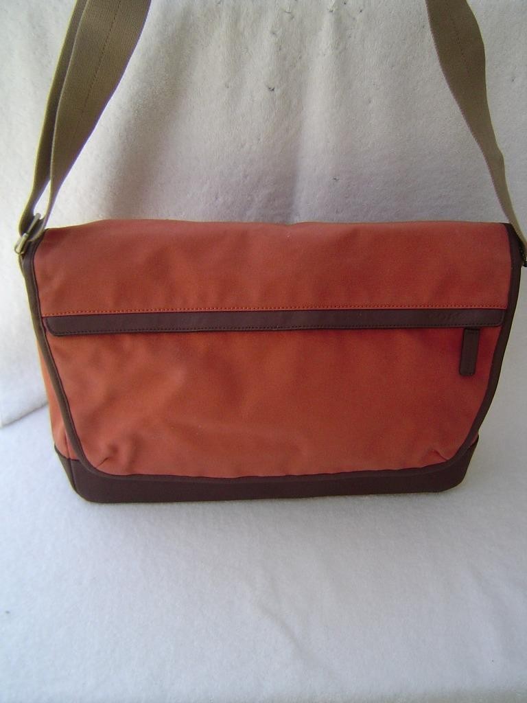 AUTHENTIC COACH MENS CAMDEN ORANGE CANVAS LARGE MESSENGER BAG #70829 VGC