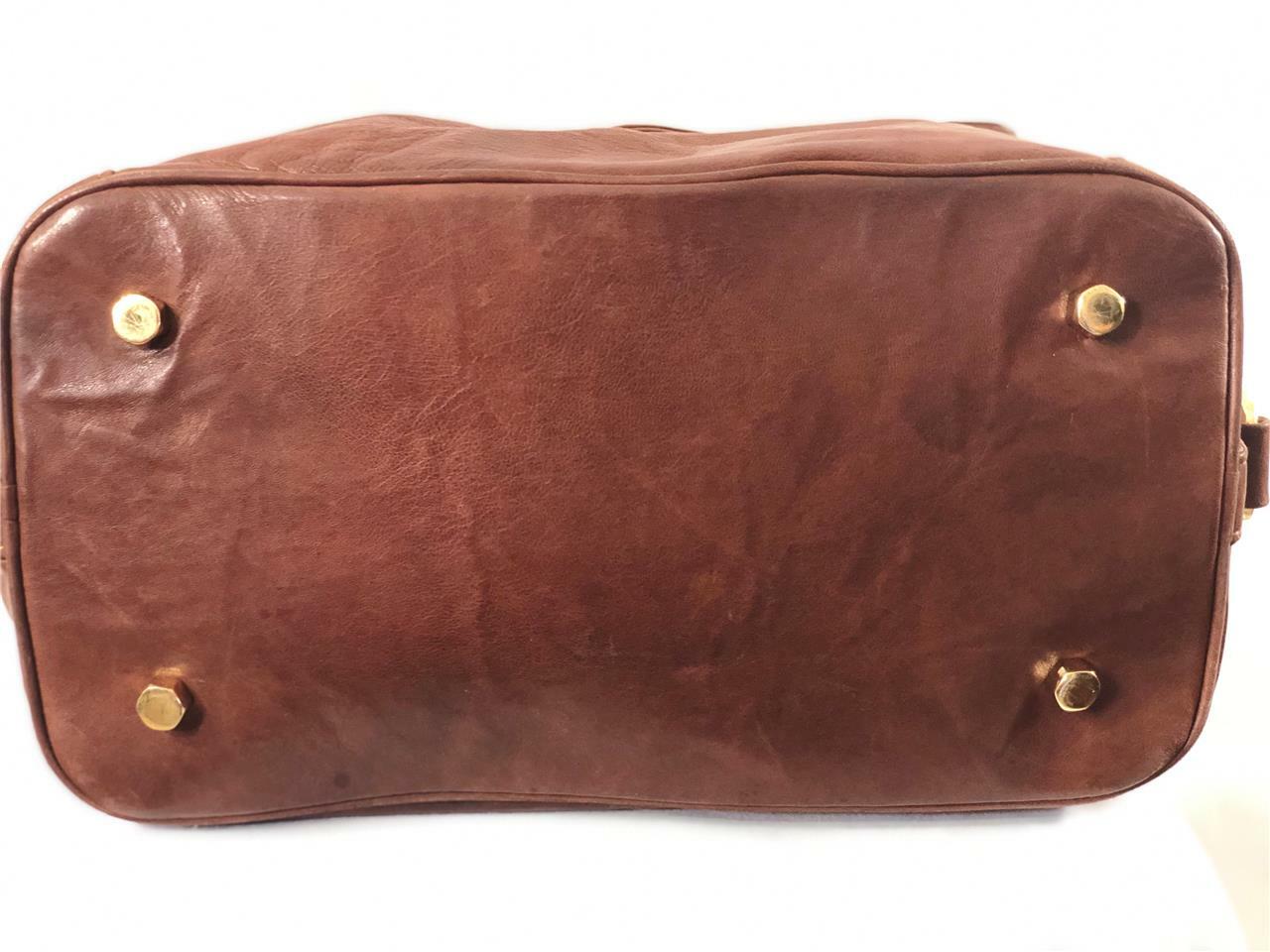 REBECCA MINKOFF Gold Tone Grommet-Embellished M.A.B. Bag In Brown Leather