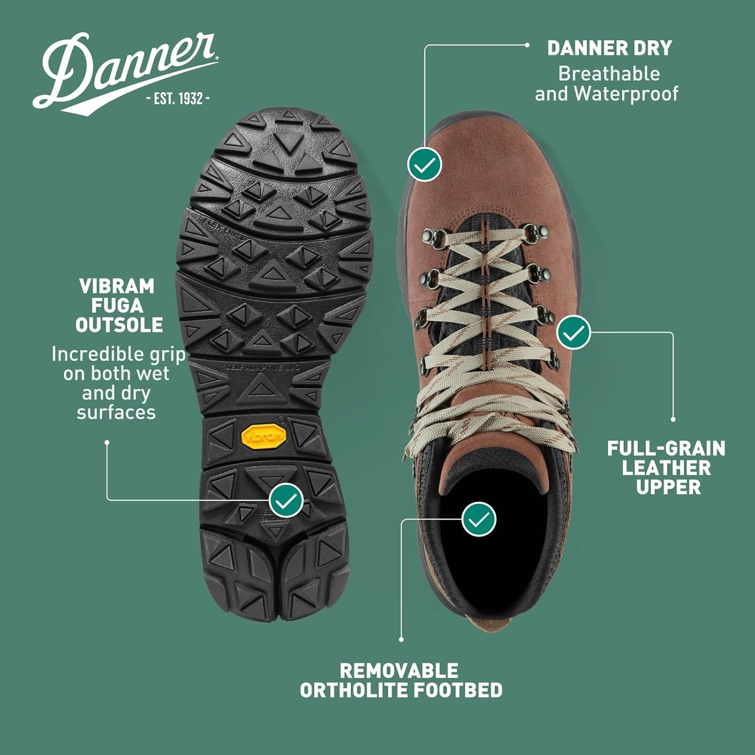 Danner – Mountain 600 Leaf GTX Men’s Hiking Boots, Brown, Size 10.5