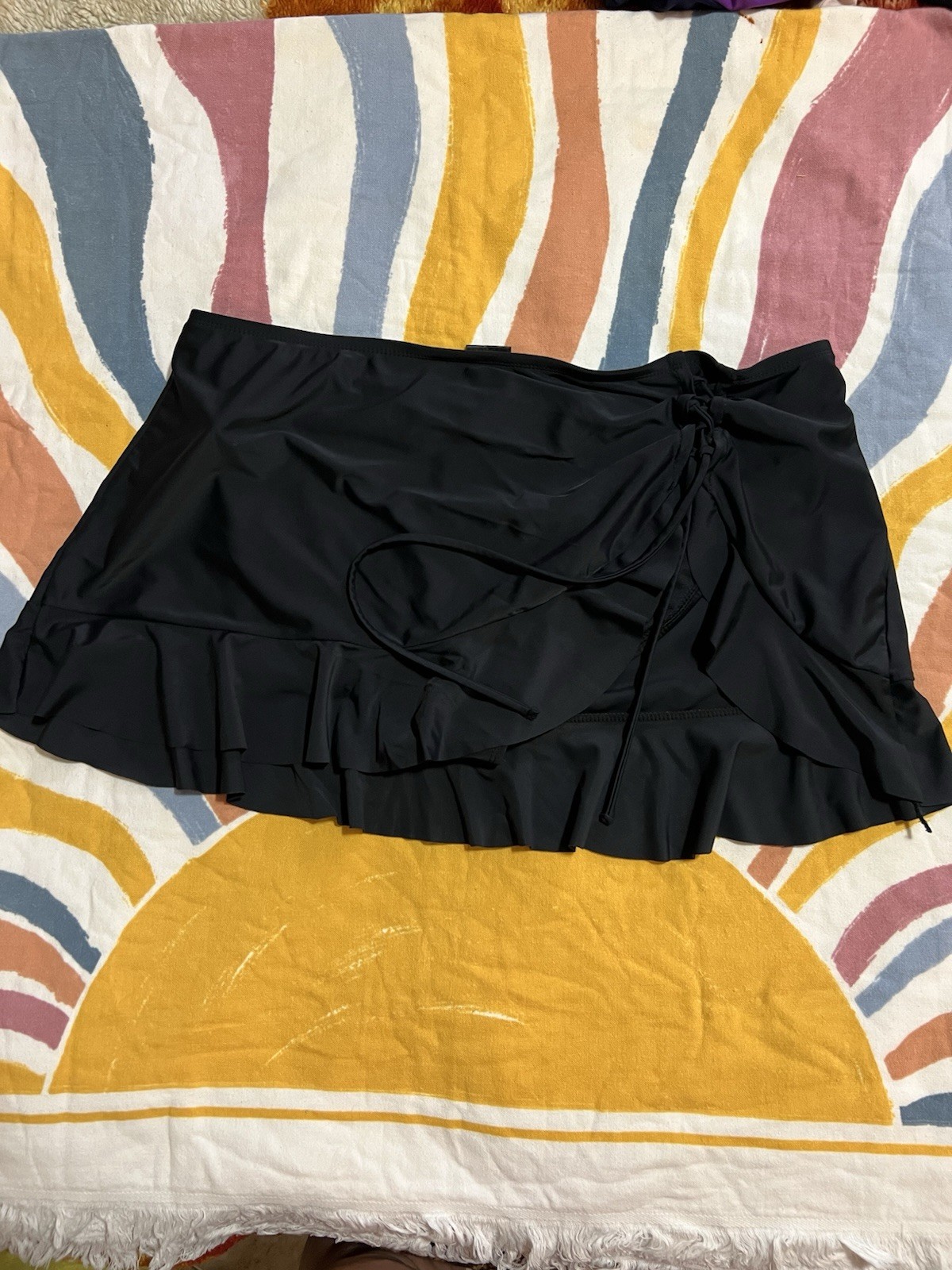 Catalina Women’s Swim Skirt Bottom Black Solid Ruffle 1X (16W) Plus