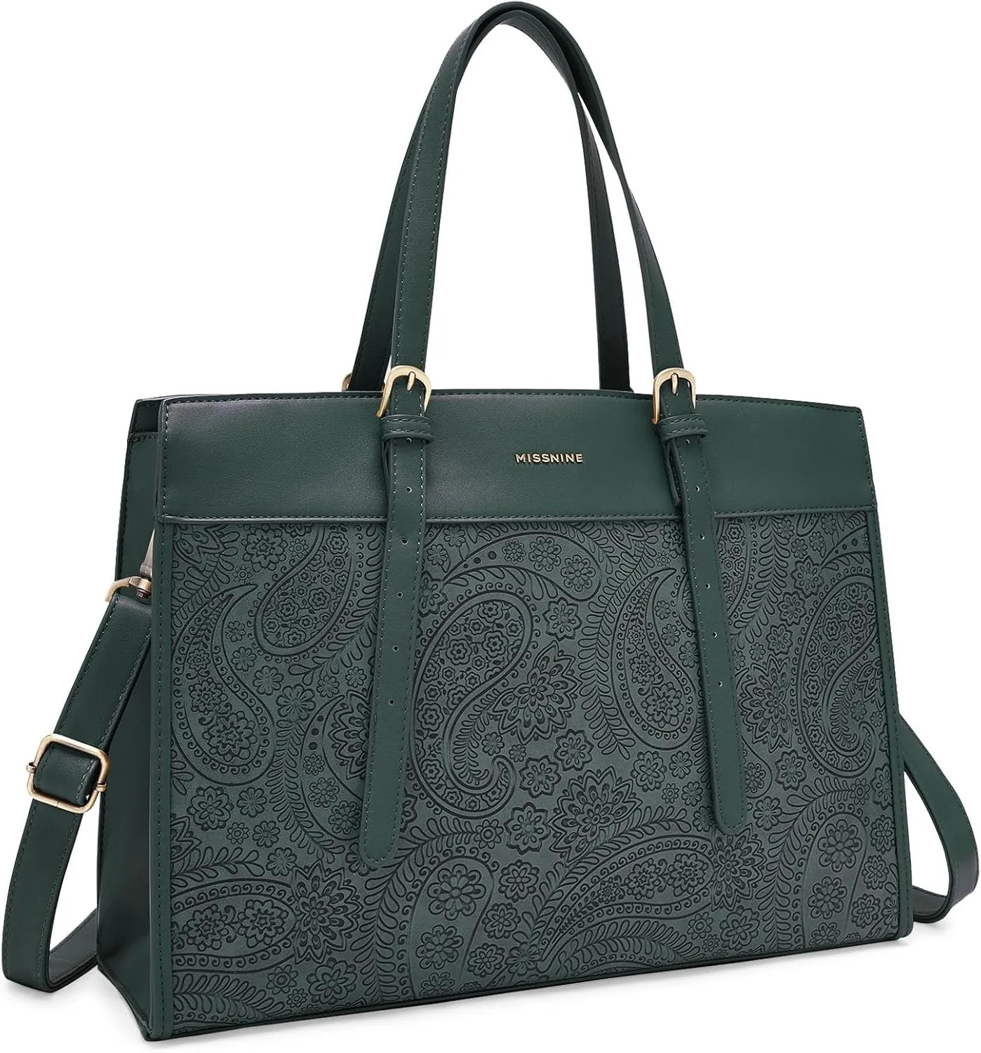 Leather Laptop Tote Bag 15.6 Inch Computer Purse Briefcase For Work And Travel