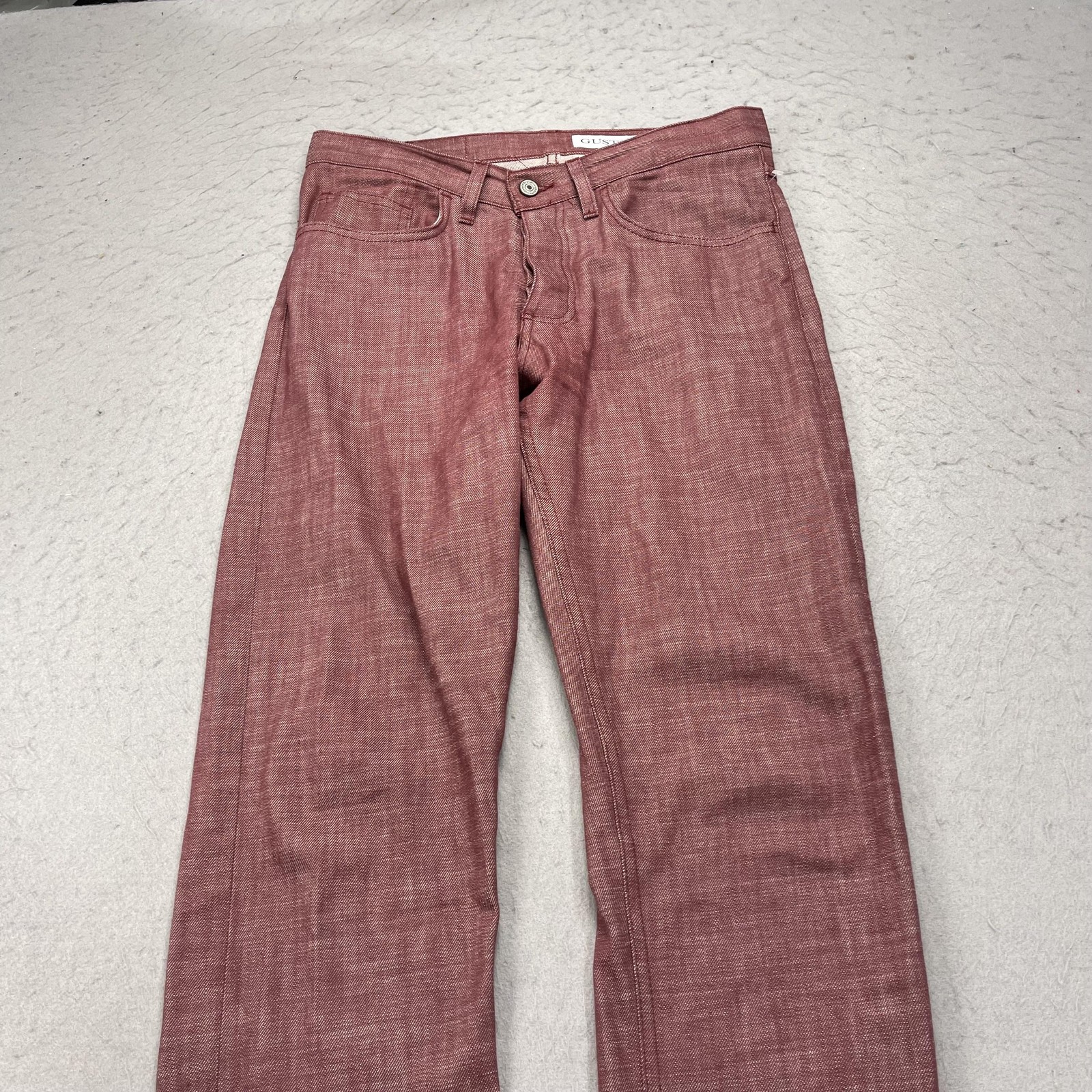 Gustin Jeans Mens 32×34 Red Straight Regular Fit Button Fly Denim Made USA