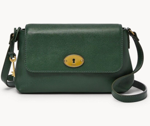 Fossil Gabriella Dark Green Leather Flap Crossbody Bag SHB3038298 NWT $200 F