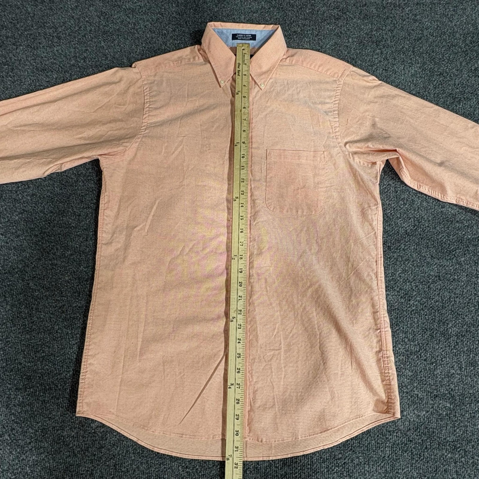 Chaps Shirt Mens Medium Orange Oxford Classic Fit Button Down Wrinkle Free
