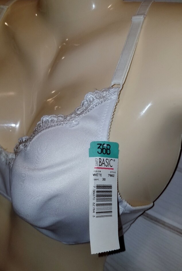 VTG NWT 90s Simply Basic 36B 7903 White Lace Trim underwire unlined Stretch