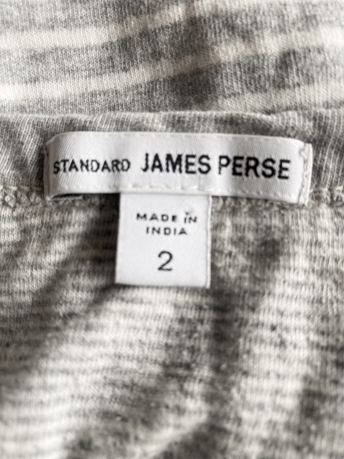 STANDARD JAMES PERSE IVORY GRAY STRIPE CREW NECK 3/4 SLEEVE PULLOVER SIZE: 2