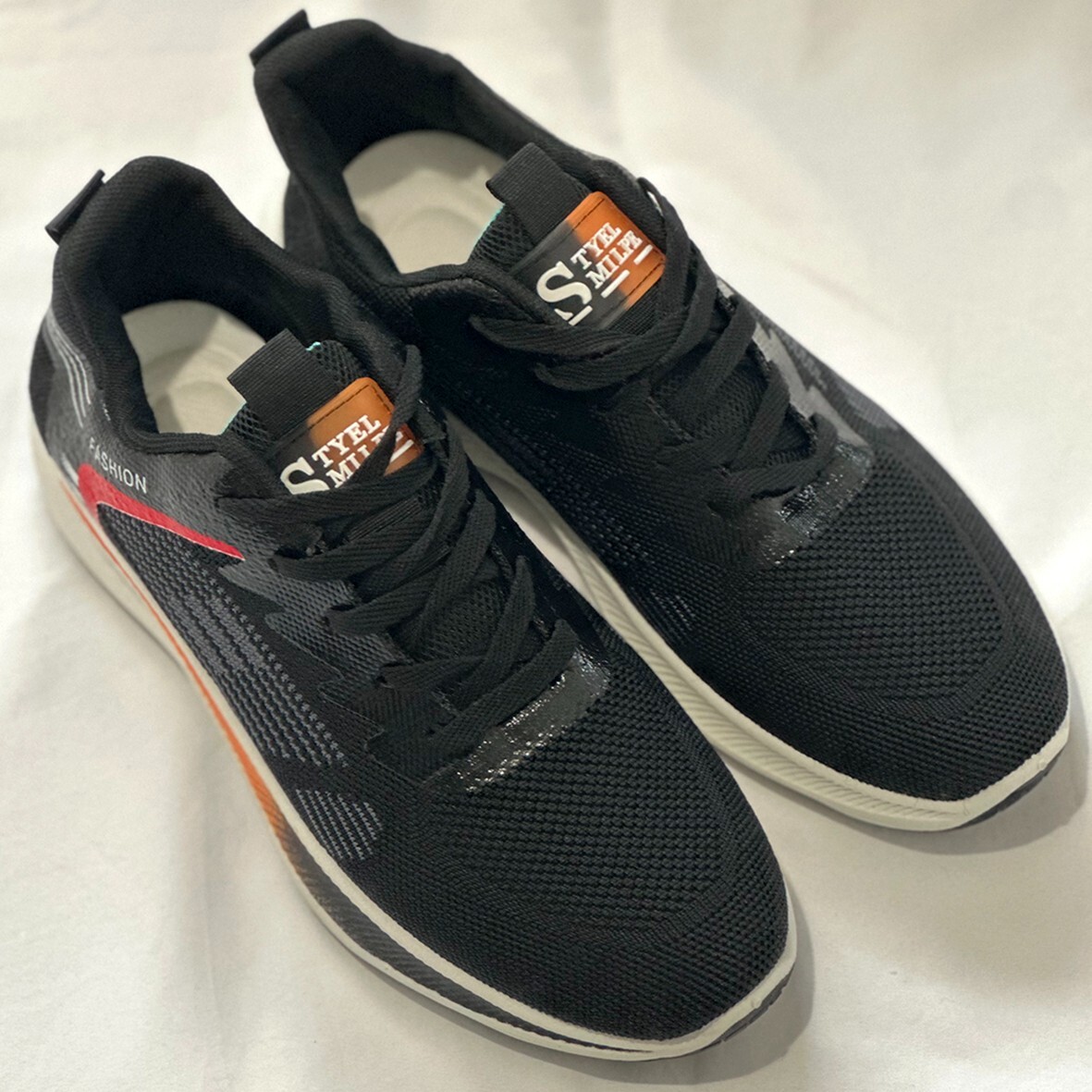 Running Outdoor men’s black-orange Shoes Lightweight Sneakers
