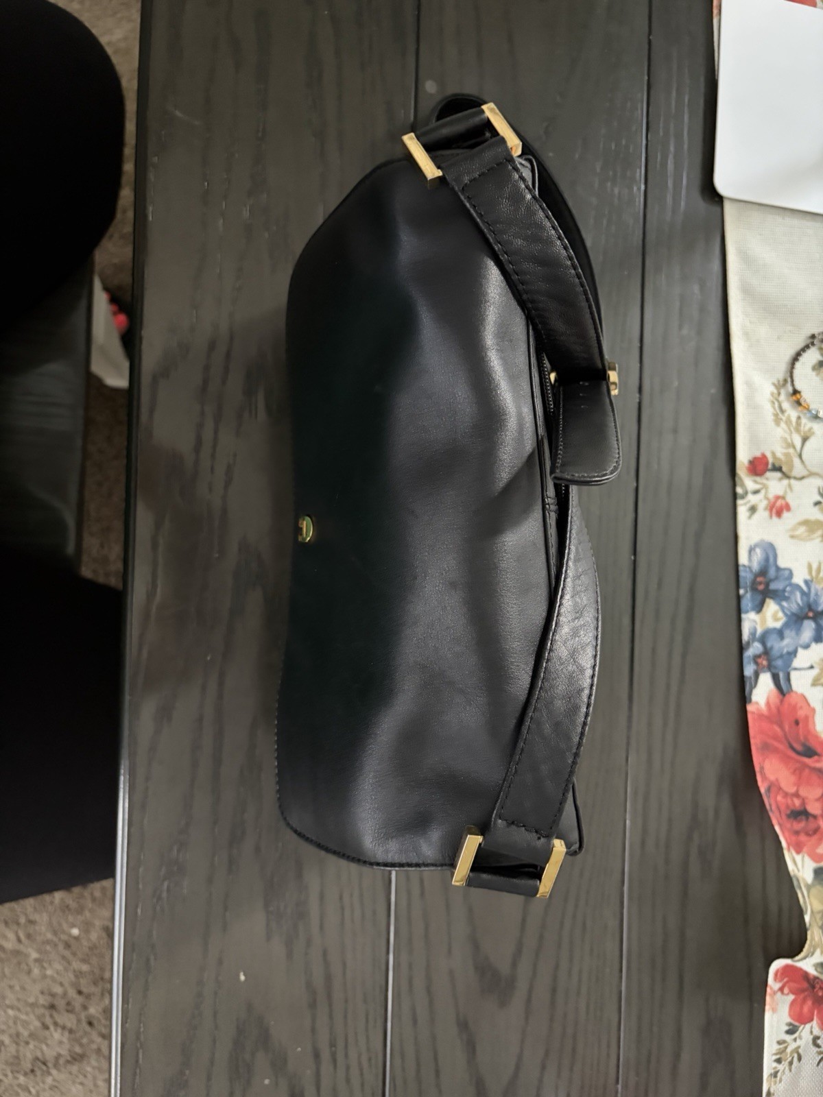 Vintage Etienne Aigner Black Logo Shoulder Bag Magnetic Flap Gold Hardware