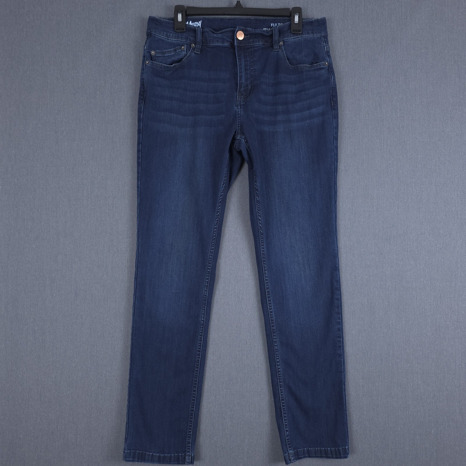 Mugsy Fultons Jeans Mens 34×32 (Fits 32×31) Dark Wash Stretch Tapered Denim