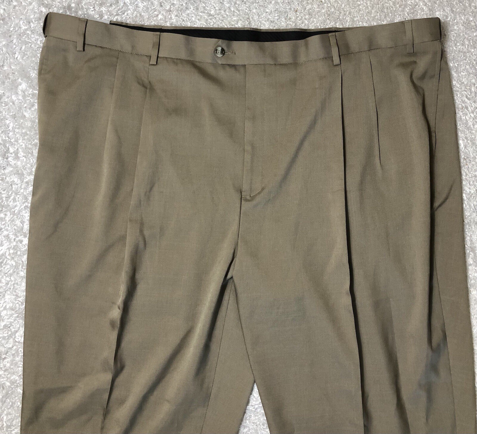 New Mens Savane Straight Leg Stretch Crosshatch Dress Pants 54 x 32 Tan Khaki