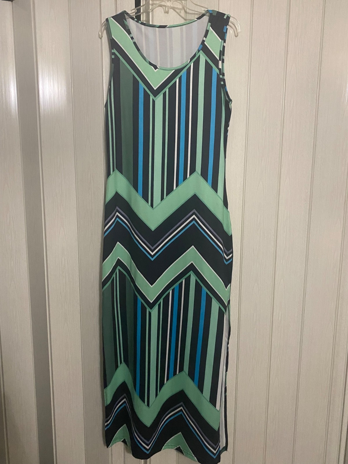 2026 Spring And Autumn New Slim Geometric Round Neck Sleeveless Split Dress NEW