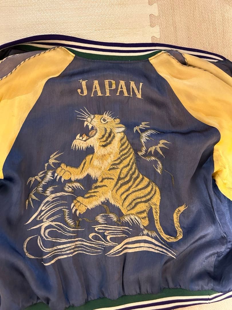 40s-50s Vintage Japanese Souvenir Sukajan Jacket Tiger Eagle SPEED Zipper L