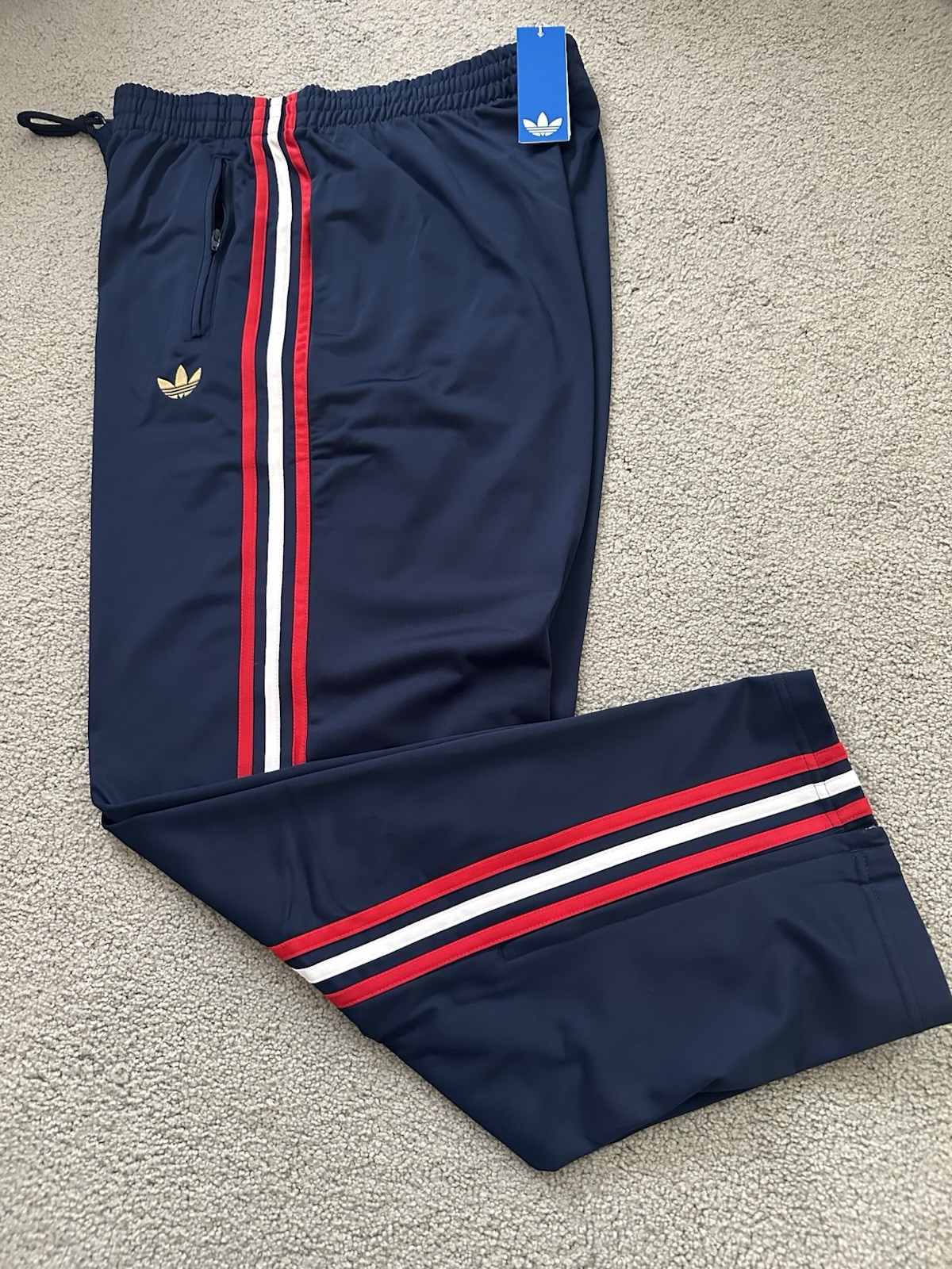 ADIDAS Original Firebird Track Pants Mens 2XL KD3840 Blue Red White Zip Pockets