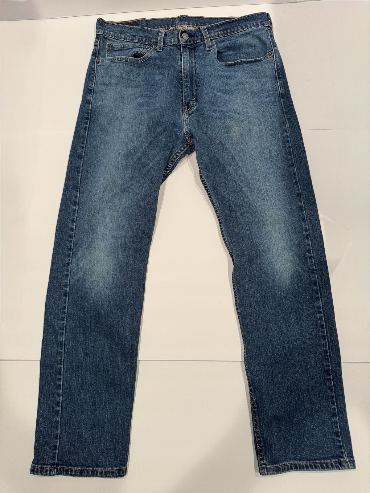 Levi’s 505 Regular Fit Straight Leg Jeans Mens Medium Wash Blue Denim Cotton