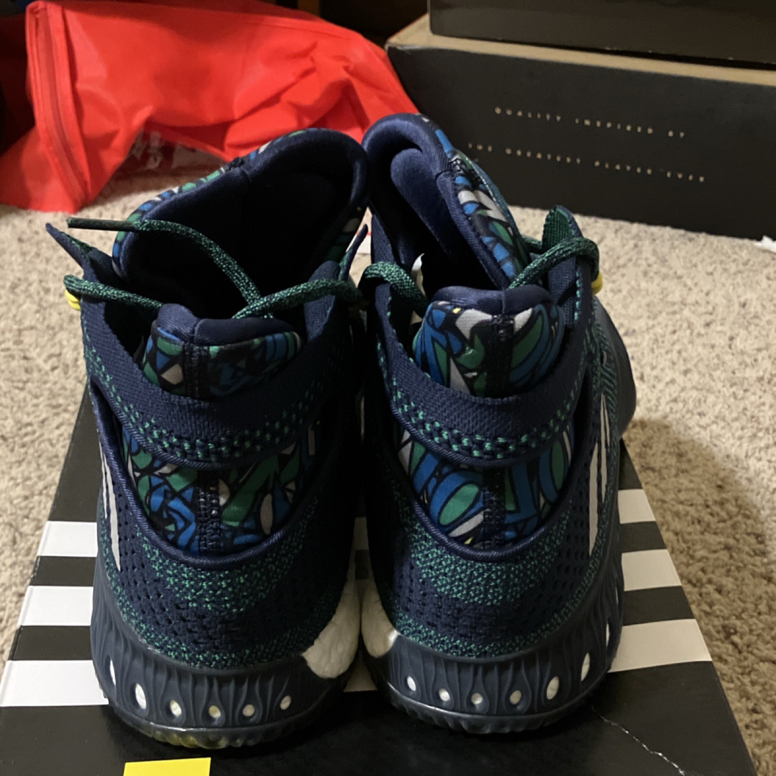 2016 adidas Crazy Explosive Primeknit Collegiate Navy Green Mid Top Men size 12