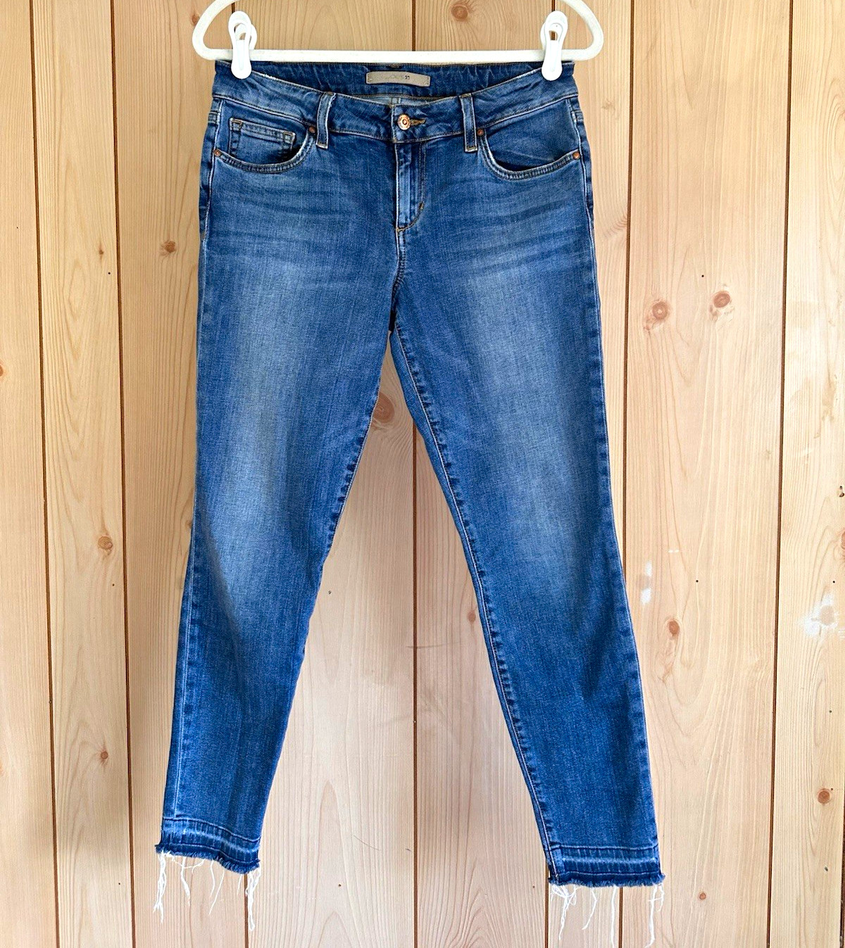 Joe’s Jeans Women’s Blue Skinny Fit Stretch Lightly Distressed Frayed Hem