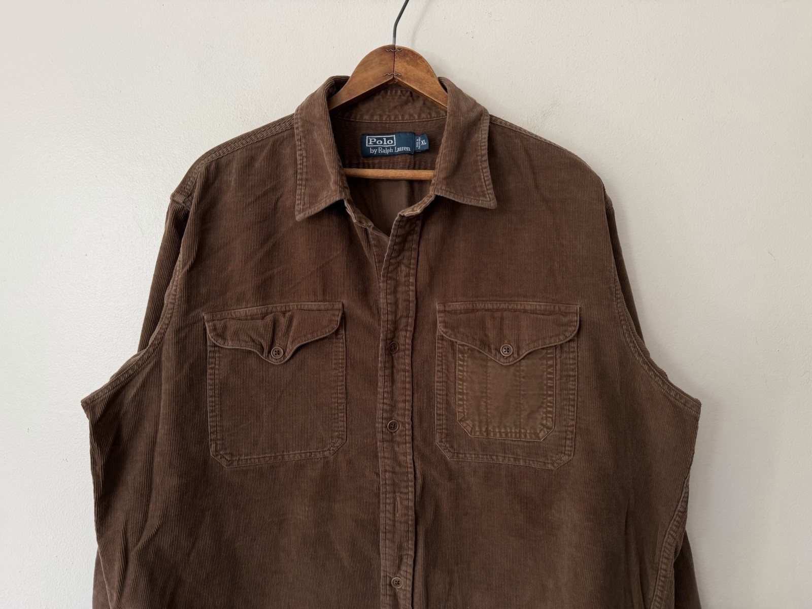 Polo Ralph Lauren Corduroy Elbow Patches Button Up Shirt Brown XL