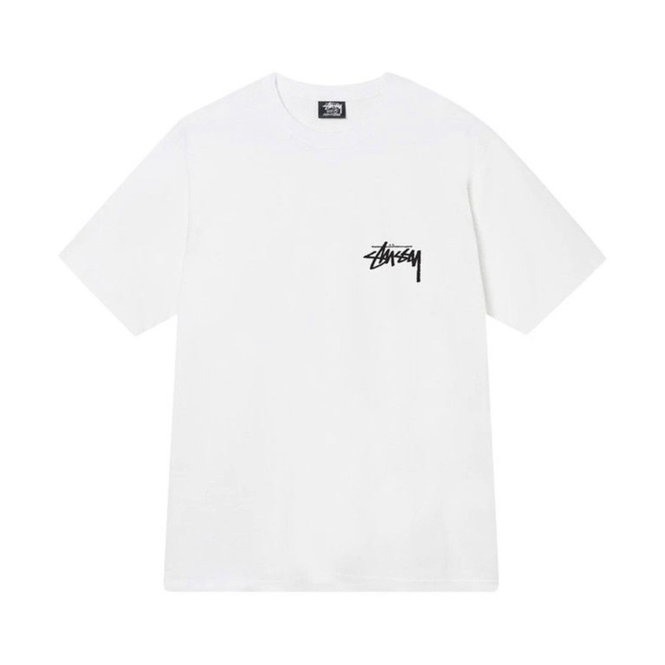 Stussy White Logo Graphic Print Crew Neck Short Sleeve T-Shirt Men L