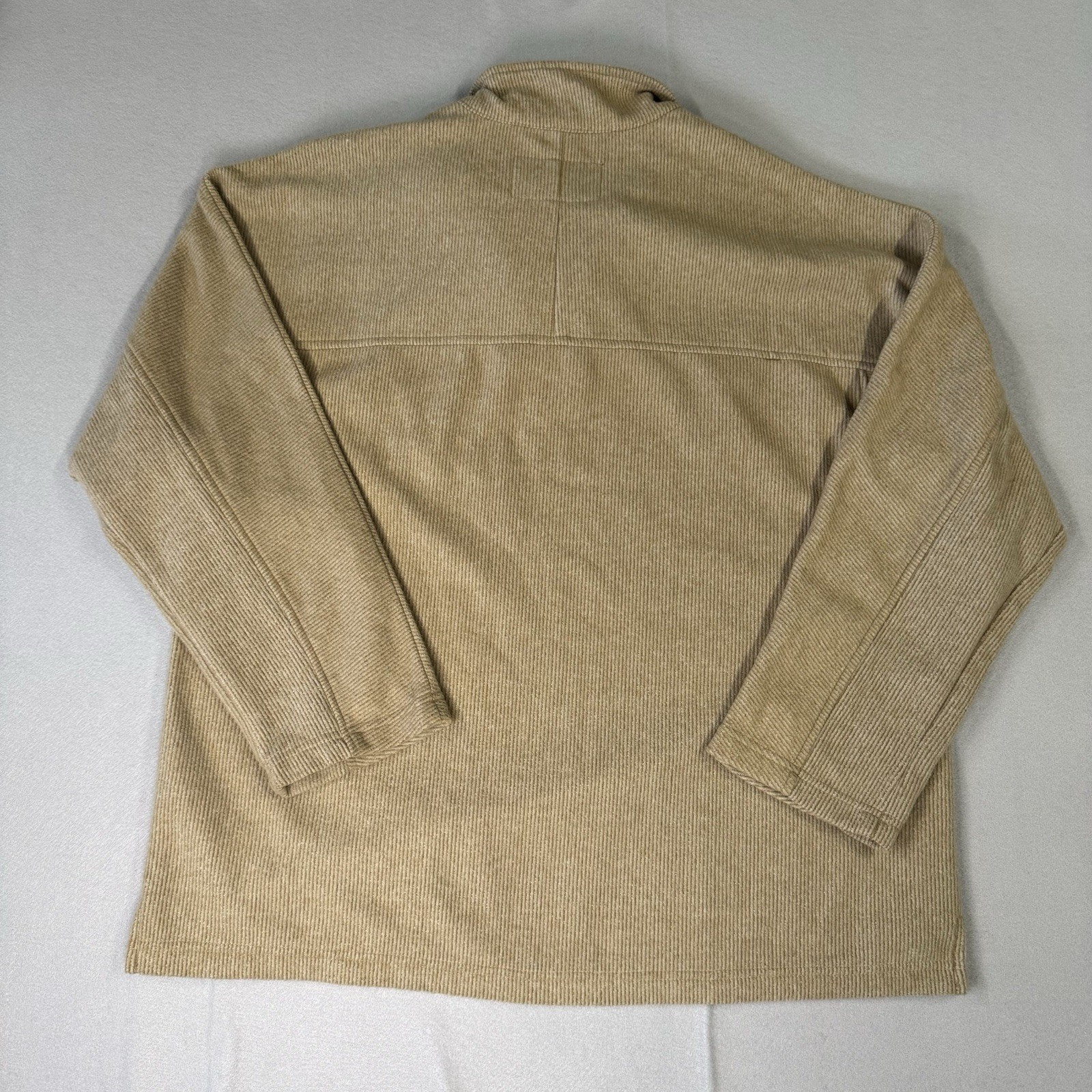 TRUE GRIT Mens XL 1/4 Zip Pullover Sweater Khaki Textured Casual Outdoor Soft