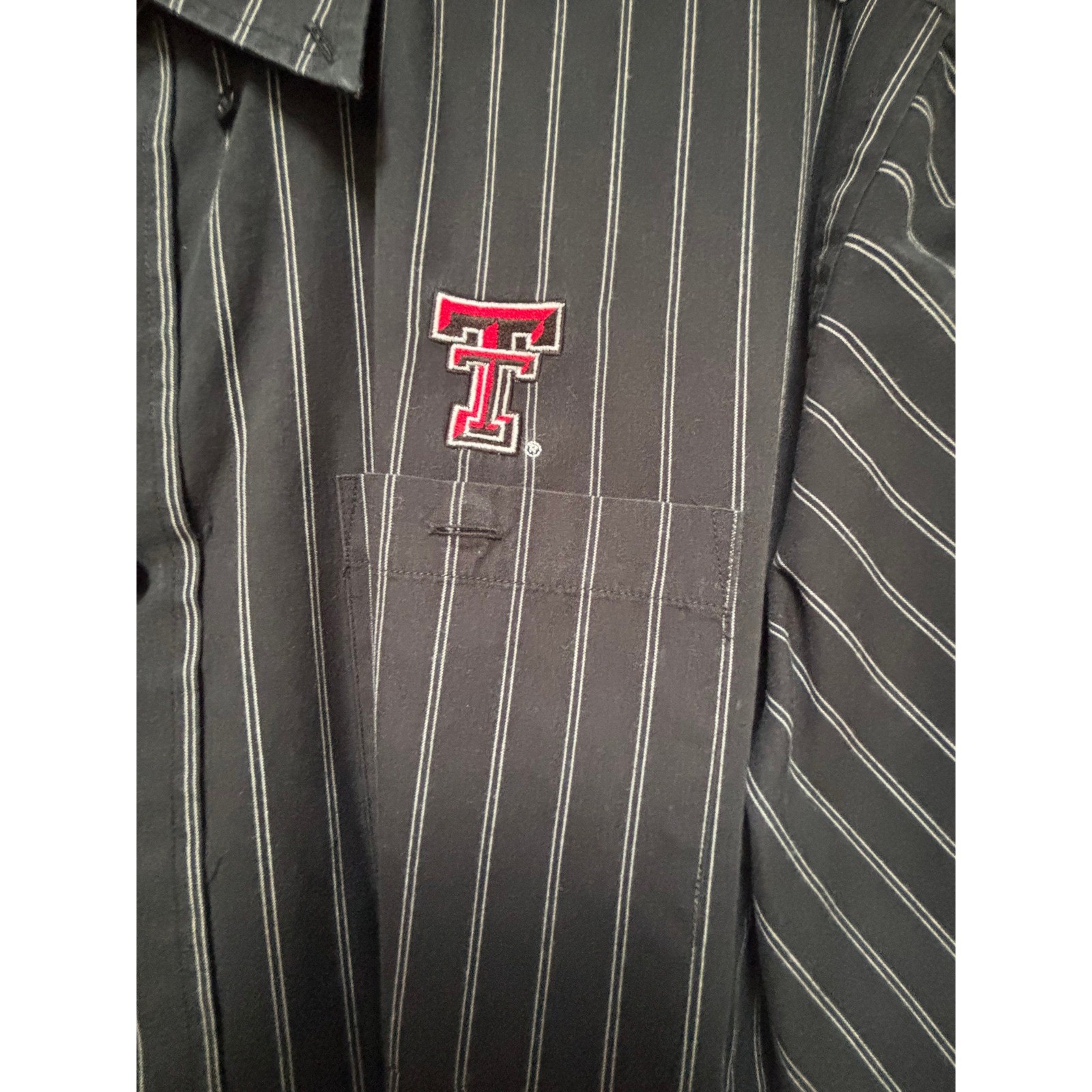 Antigua Texas Tech Mens XL Button Down Shirt Pinstripe Grey Long Sleeve NCAA
