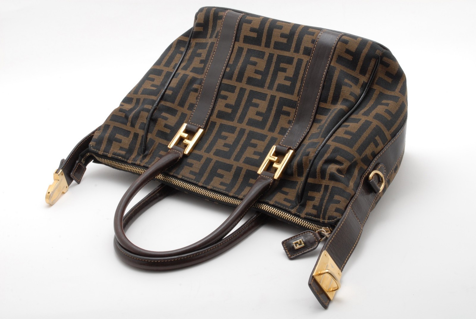 FENDI Zucca Vanity Handbag Brown Canvas