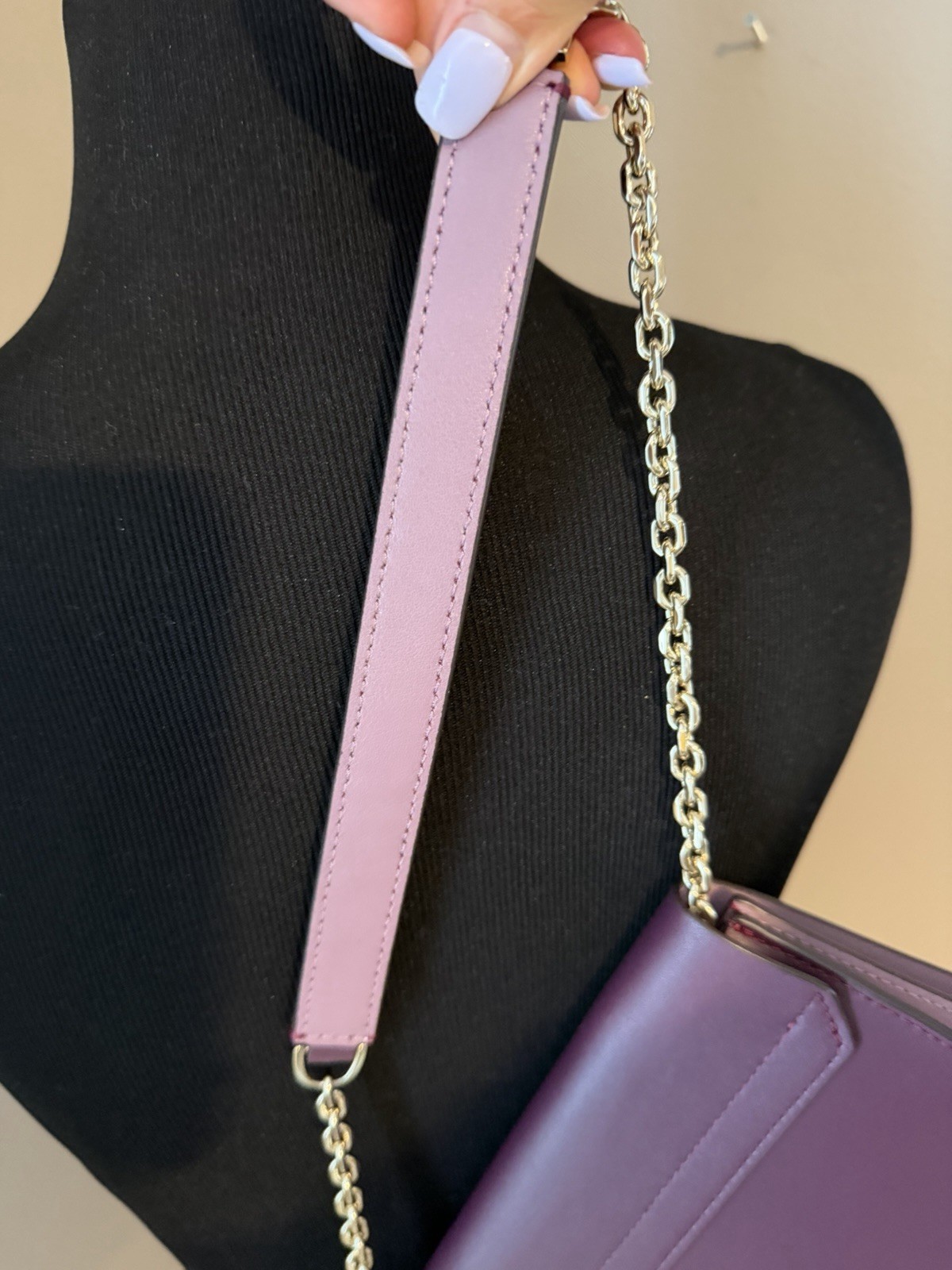 Kate Spade New York Purple Flap Shoulder Bag Chain Strap Lined Inner Pockets
