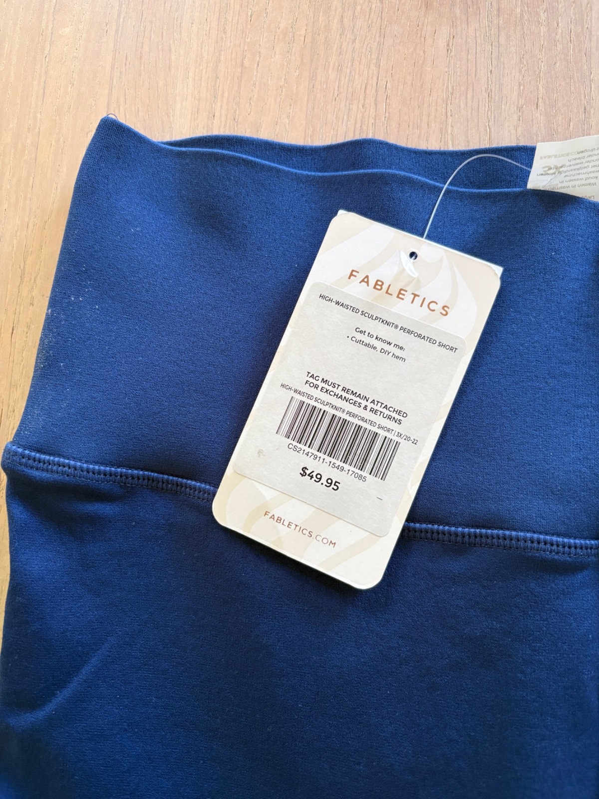 SculptKnit by Fabletics Womens 3X Navy High-Waist Perforated Short NWT