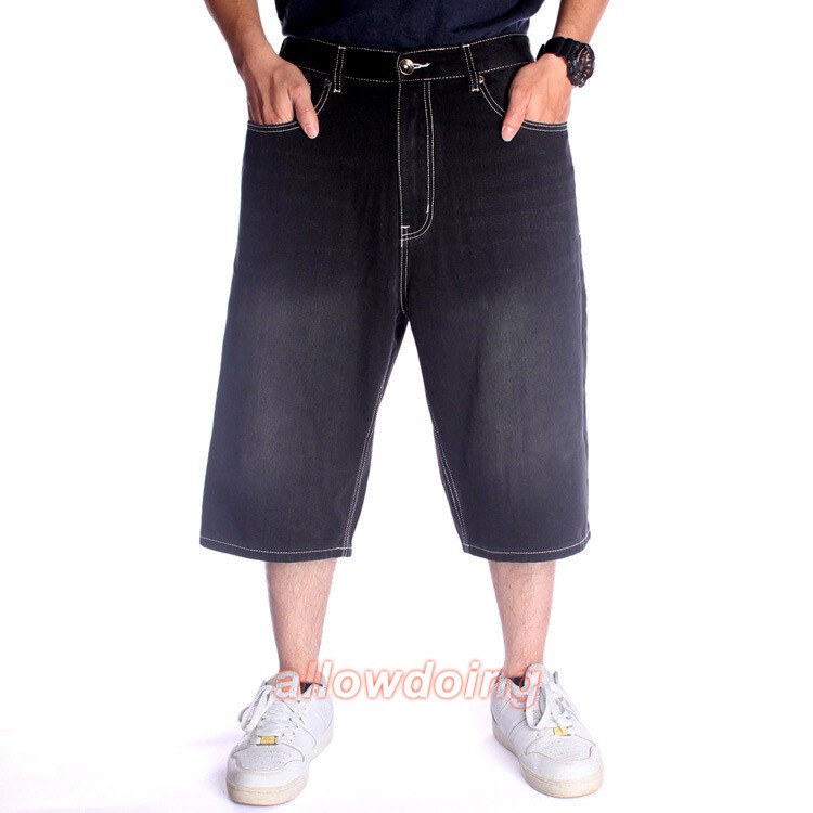 Men’s Hip Hop Denim Shorts Baggy Skateboard Jeans Oversized 34 36 38 40 42 44 46