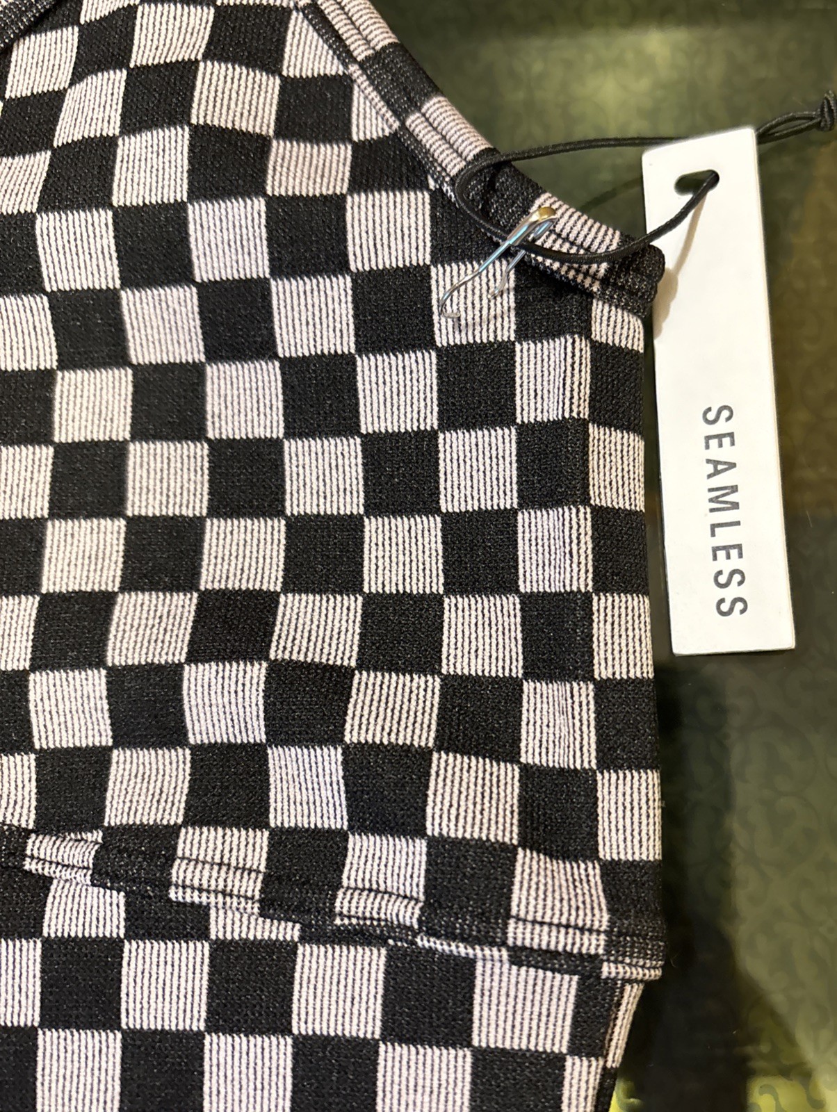 FOREVER 21 Crop Top Seamless Bralette Black Check Medium NWT