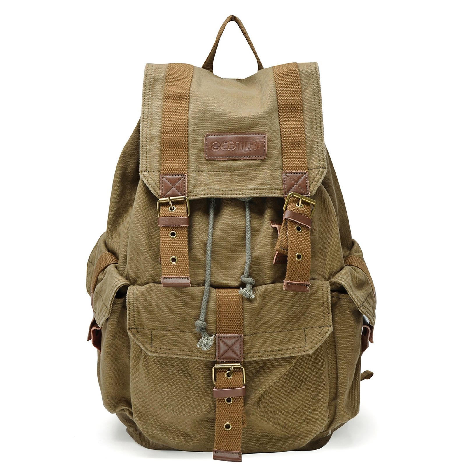 21101AMG Specially High Density Thick Canvas Backpack Rucksack, Field Tan, Large