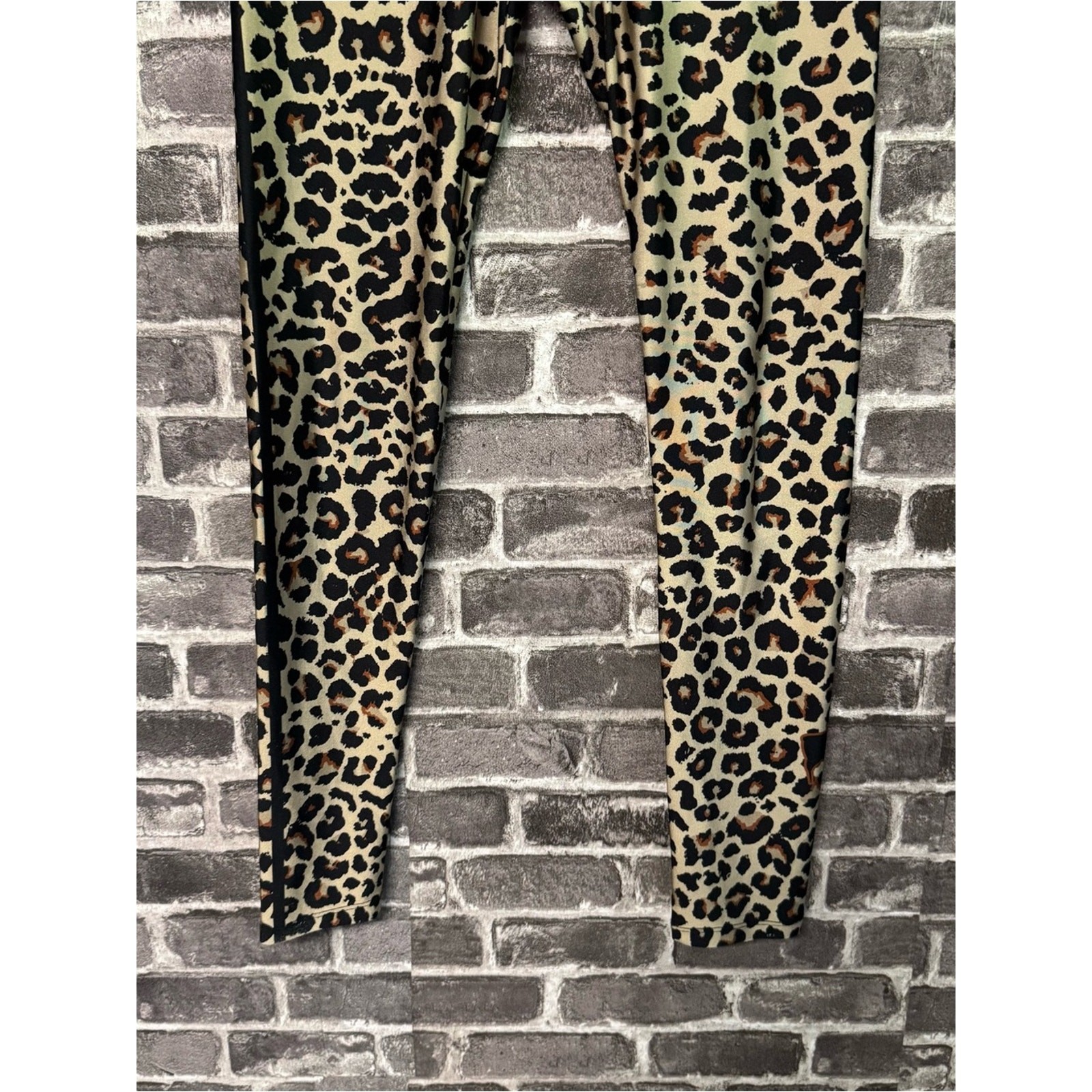 Goldsheep Classic Leopard Leggings brown black shine SIZE LARGE L