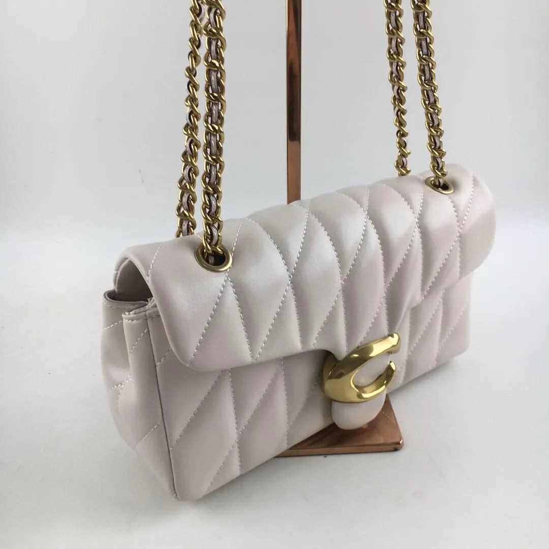 COACH Tabby 26 Quilted Shoulder Bag Leather White/Gold CP150 outlet New from JPN