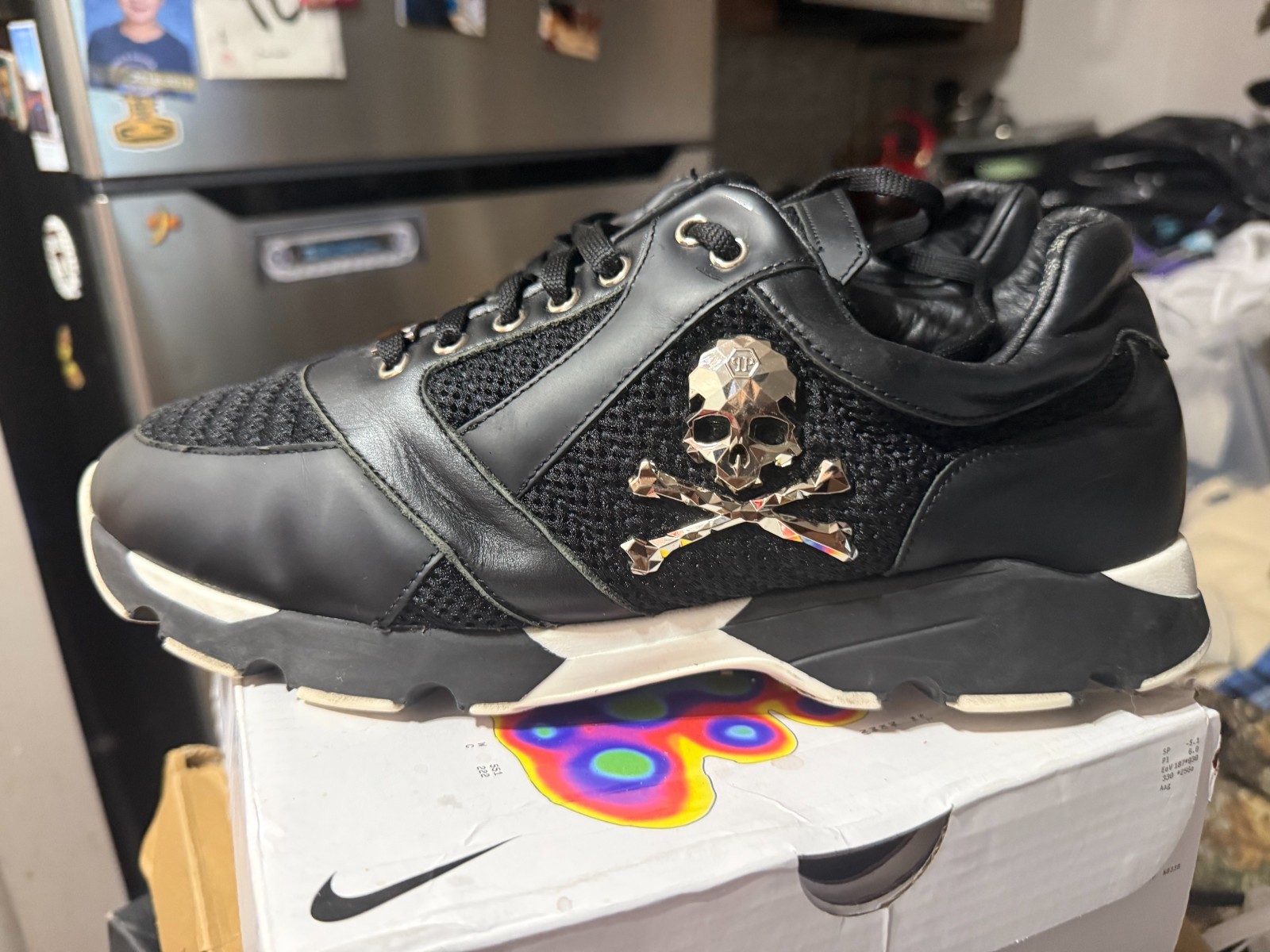Philipp Plein Limited Edition Black Skull Leather Shoes – US 12