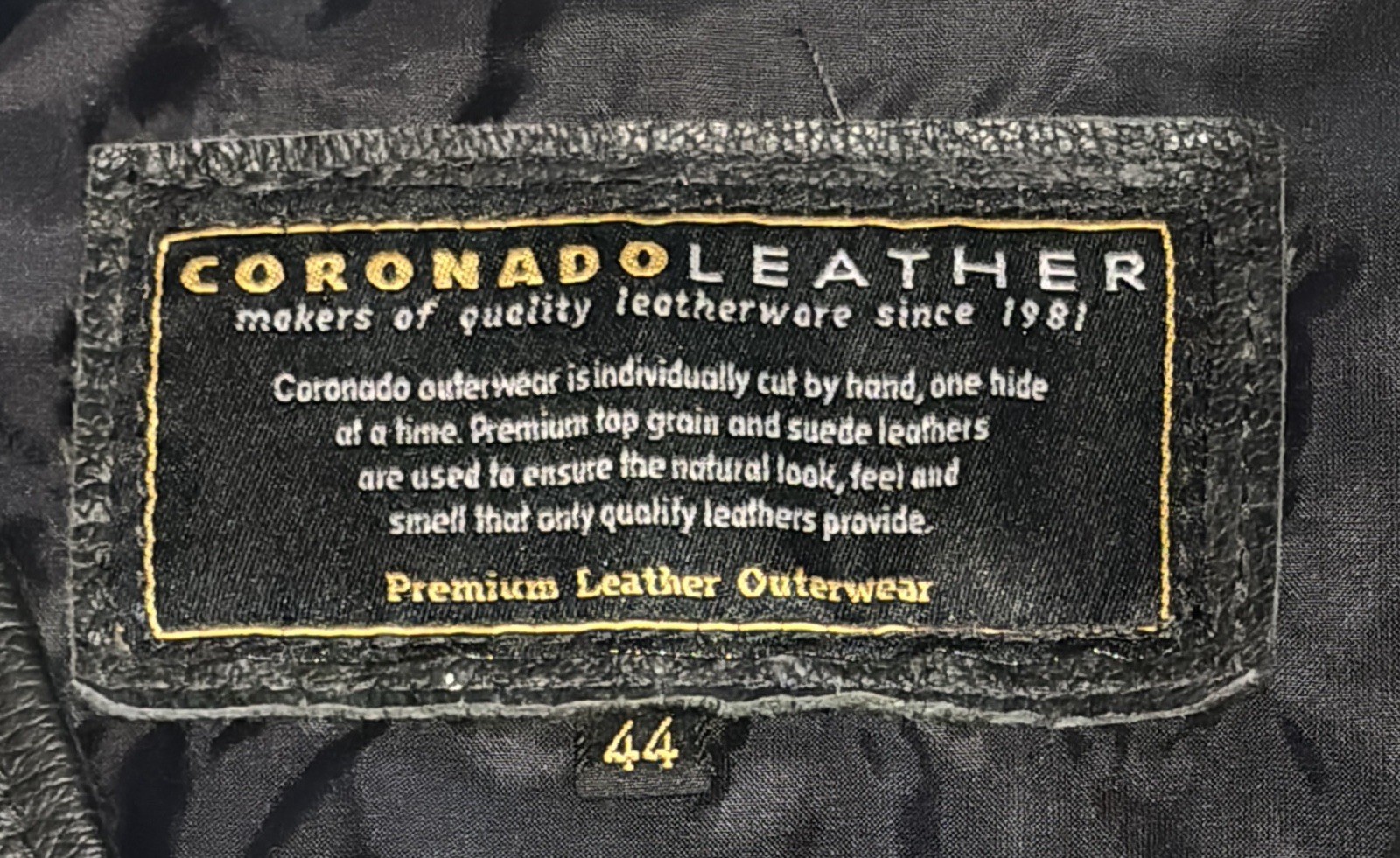 Coronado Premium Leather Outerwear USA Black Buttons Bison/Suede Size 44 Vest