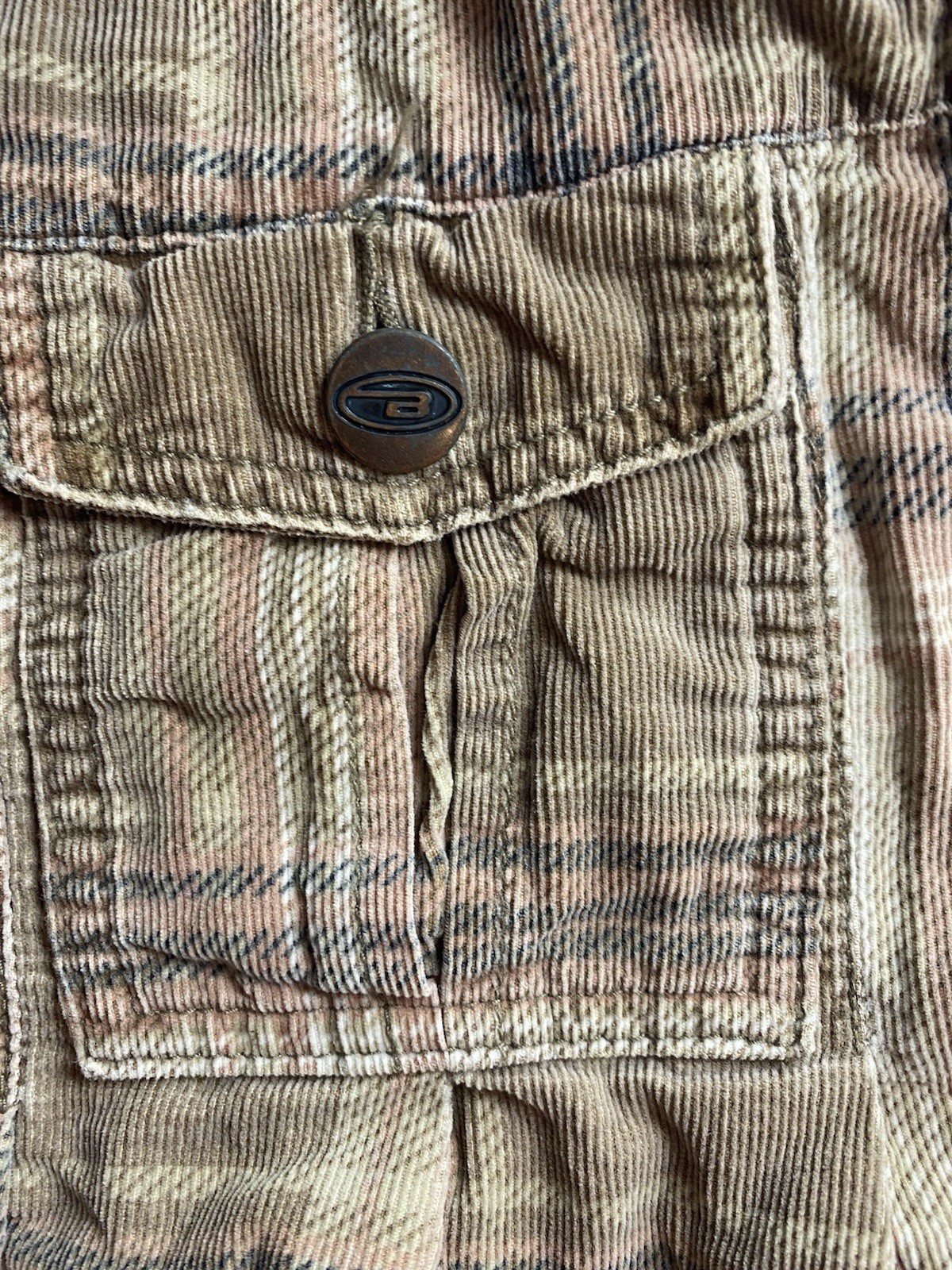 Bongo Junior’s Plaid Corduroy Pleated Short Skirt Pockets Button Size 9